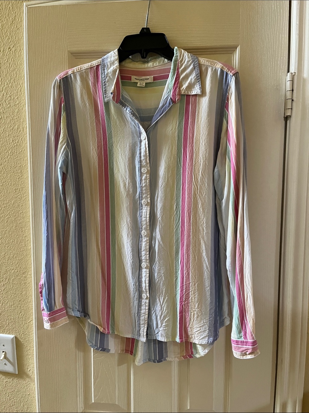 beachlunchlounge Pastel Multi-Stripe Button-Down Shirt
